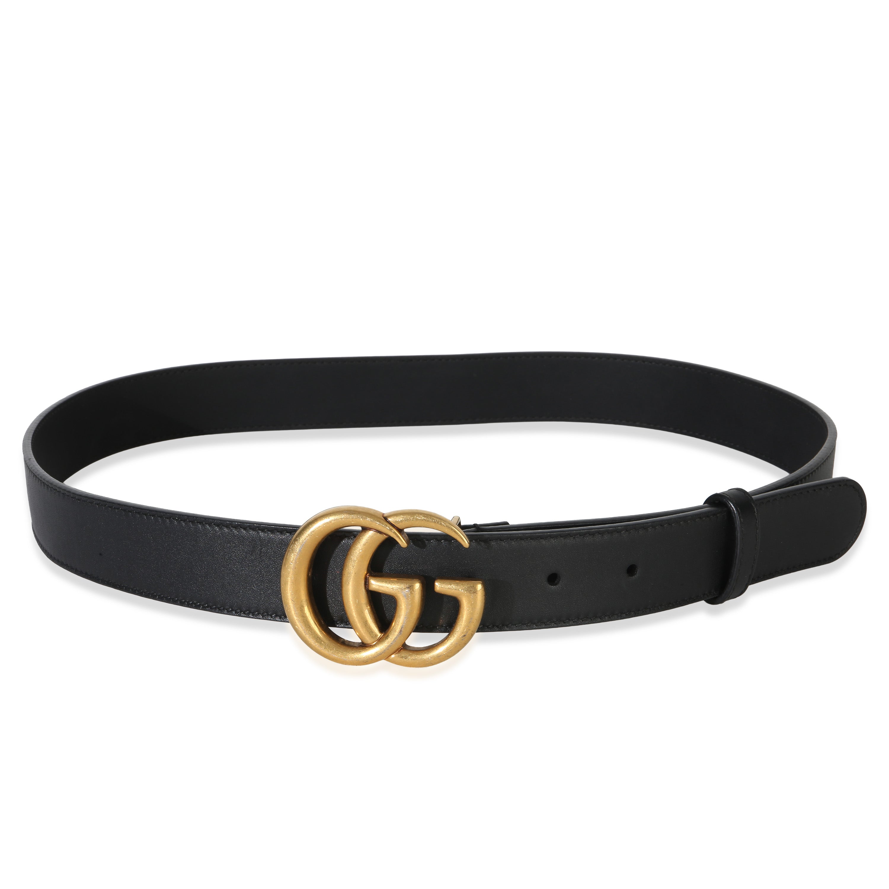 Gucci Black Calfskin GG Thin Marmont Belt 85/34