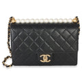 Chanel Black Quilted Goatskin Small Chic Pearls Flap Bag