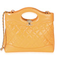 Chanel Orange Shiny Crumpled Quilted Calfskin Mini 31 Shopping Bag