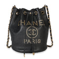 Chanel Black Caviar Studded Deauville Drawstring Bucket Bag