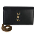 Saint Laurent Black Lambskin Tri Metal Kate Wallet On Chain Bag