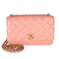 Chanel Iridescent Pink Quilted Lambskin CC Wallet On Chain