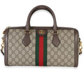 Gucci Beige GG Monogram Canvas Web Medium Ophidia Boston Bag