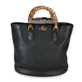 Gucci Black Dollar Calfskin GG Diana Medium Bamboo Handle Tote