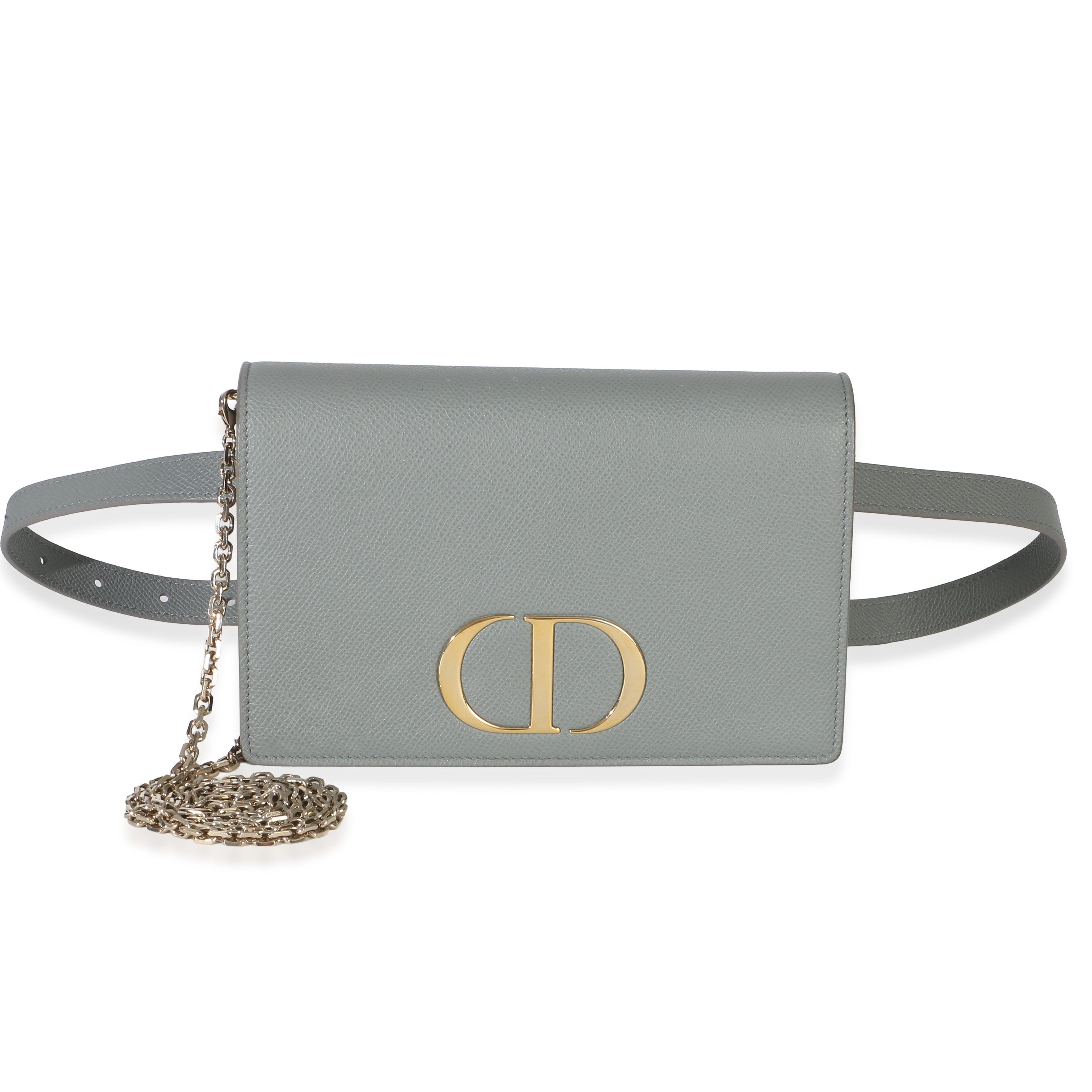 Christian Dior Blue Grained Calfskin 30 Montaigne 2-in-1 Pouch