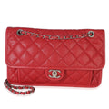 Chanel Red Quilted Caviar Medium French Riviera Flap Bag