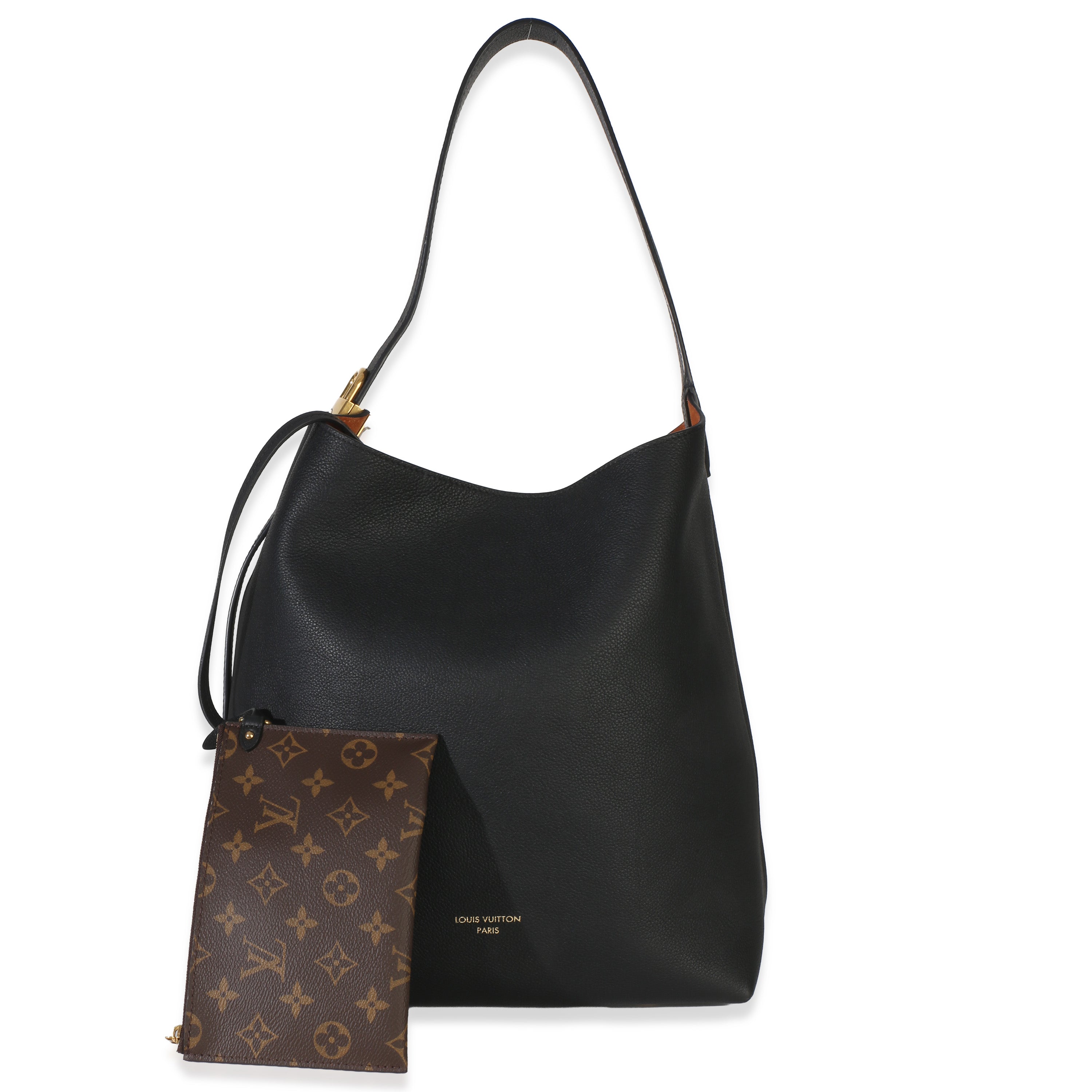 Louis Vuitton Black Grained Calfskin Low Key Hobo MM