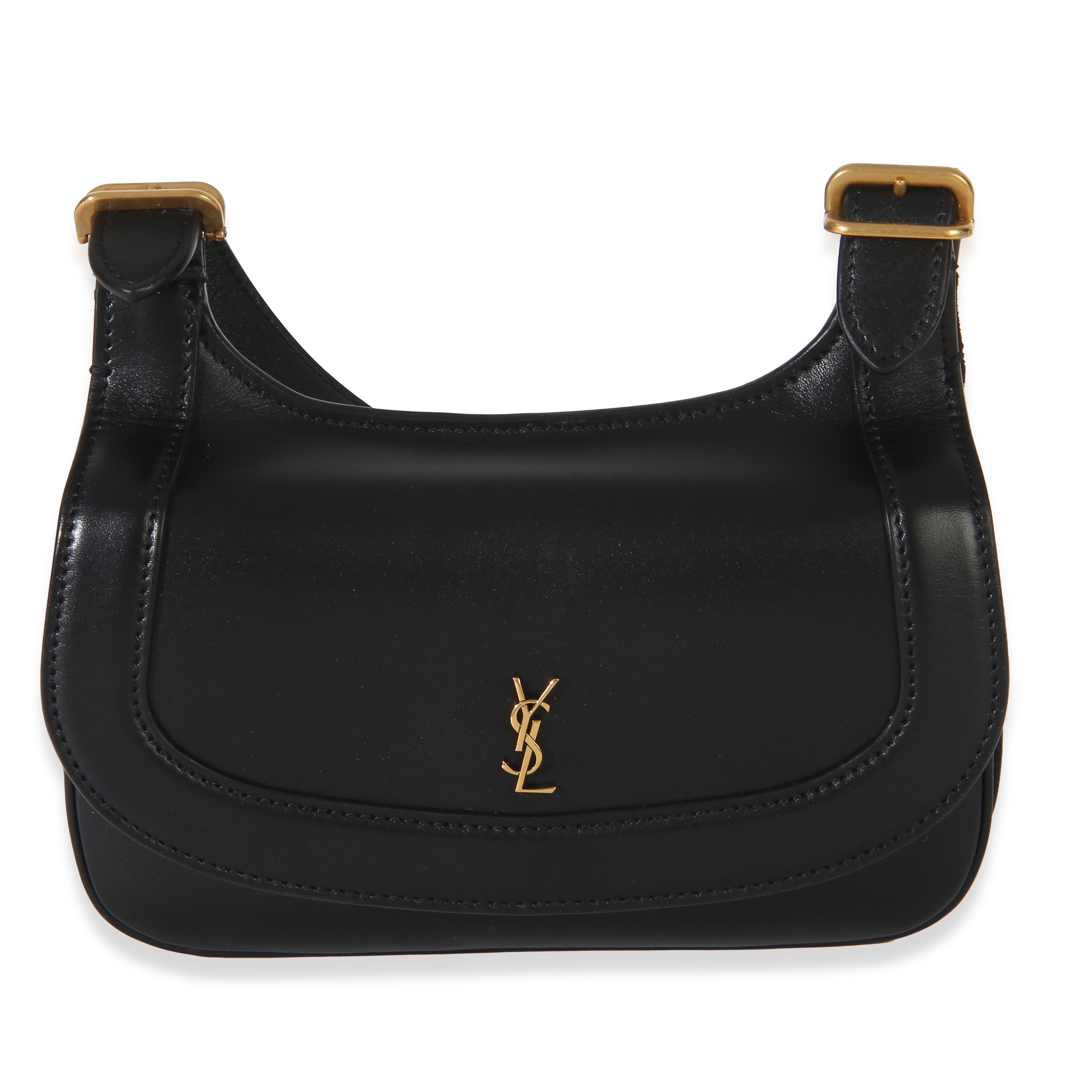 Saint Laurent Black Smooth Calfskin Small Charlie Shoulder Bag