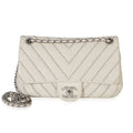 Chanel White Calfskin Chevron Small Stud Wars Flap Bag