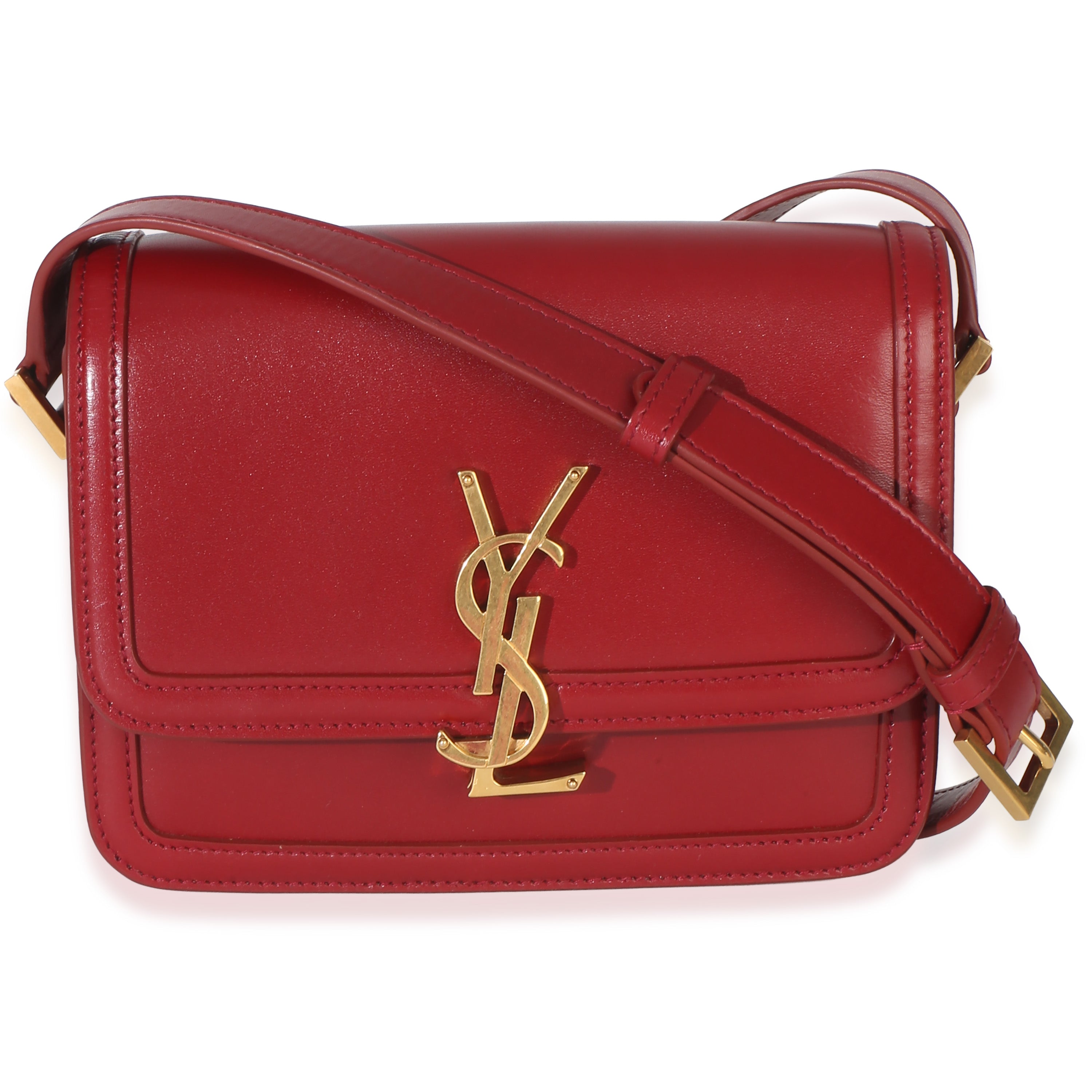 Saint Laurent Red Smooth Calfskin Small Solferino Satchel