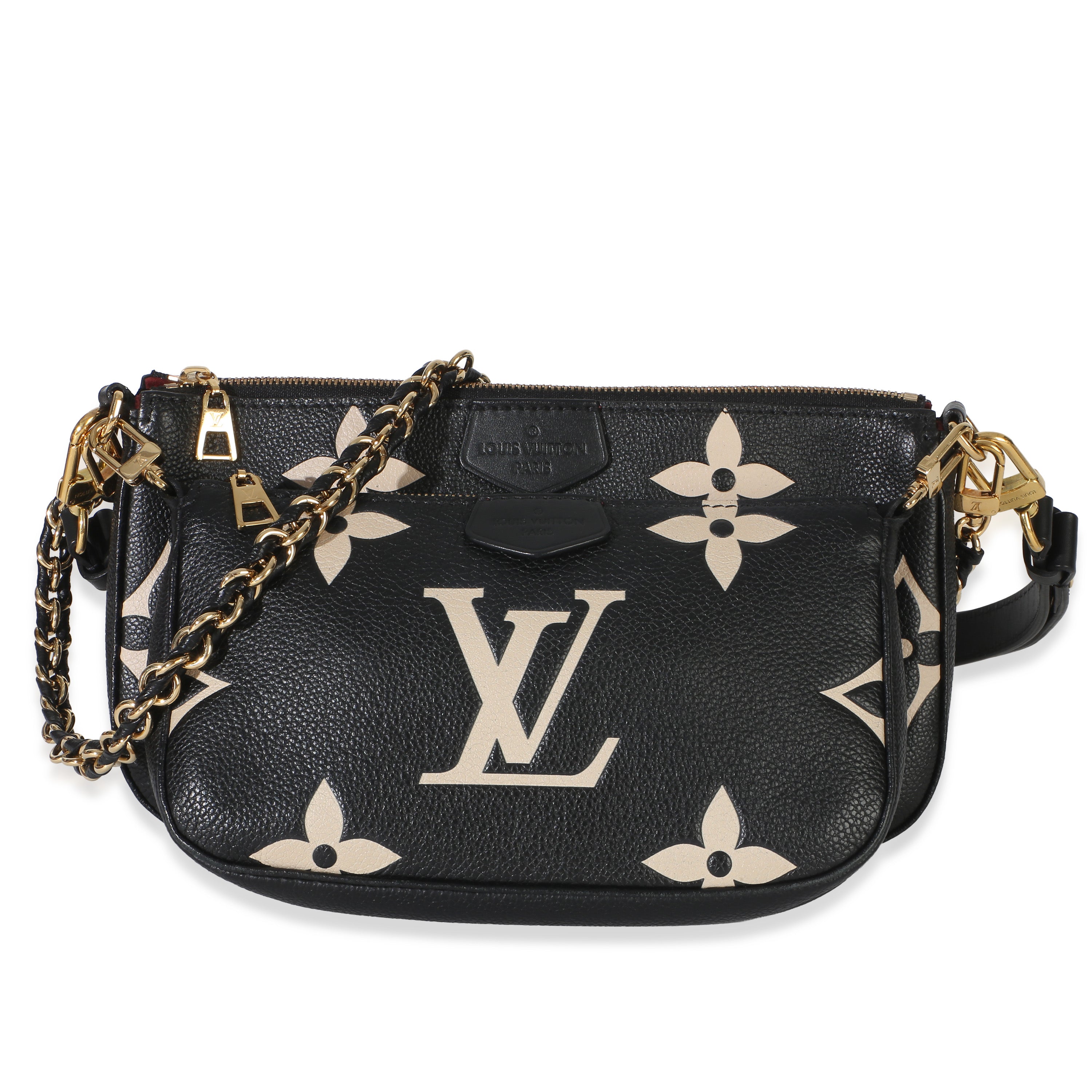 Louis Vuitton Beige Black Monogram Empreinte Multi Pochette Accessoires