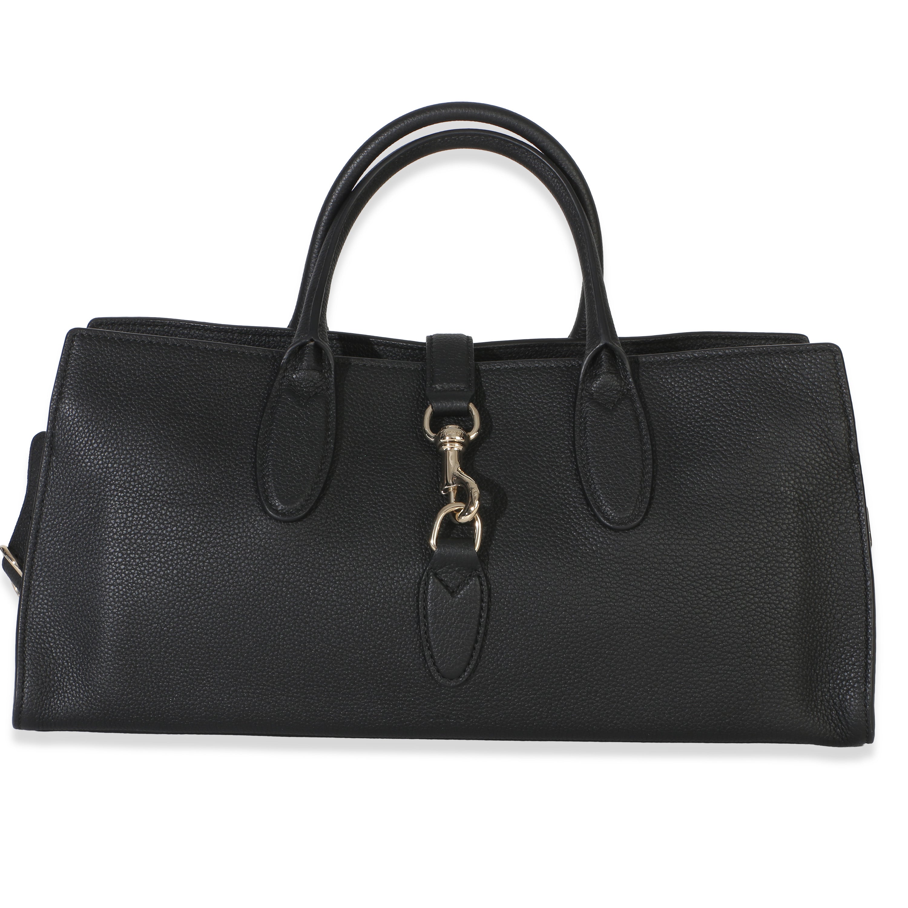 Gucci Black Pebbled Calfskin Medium Jackie Tote Bag