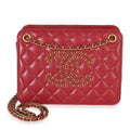 Chanel Red Quilted Calfskin Small CC Accordion Chain Shoulder Bag