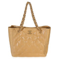 Chanel Beige Quilted Lambskin X Stitch CC Tote
