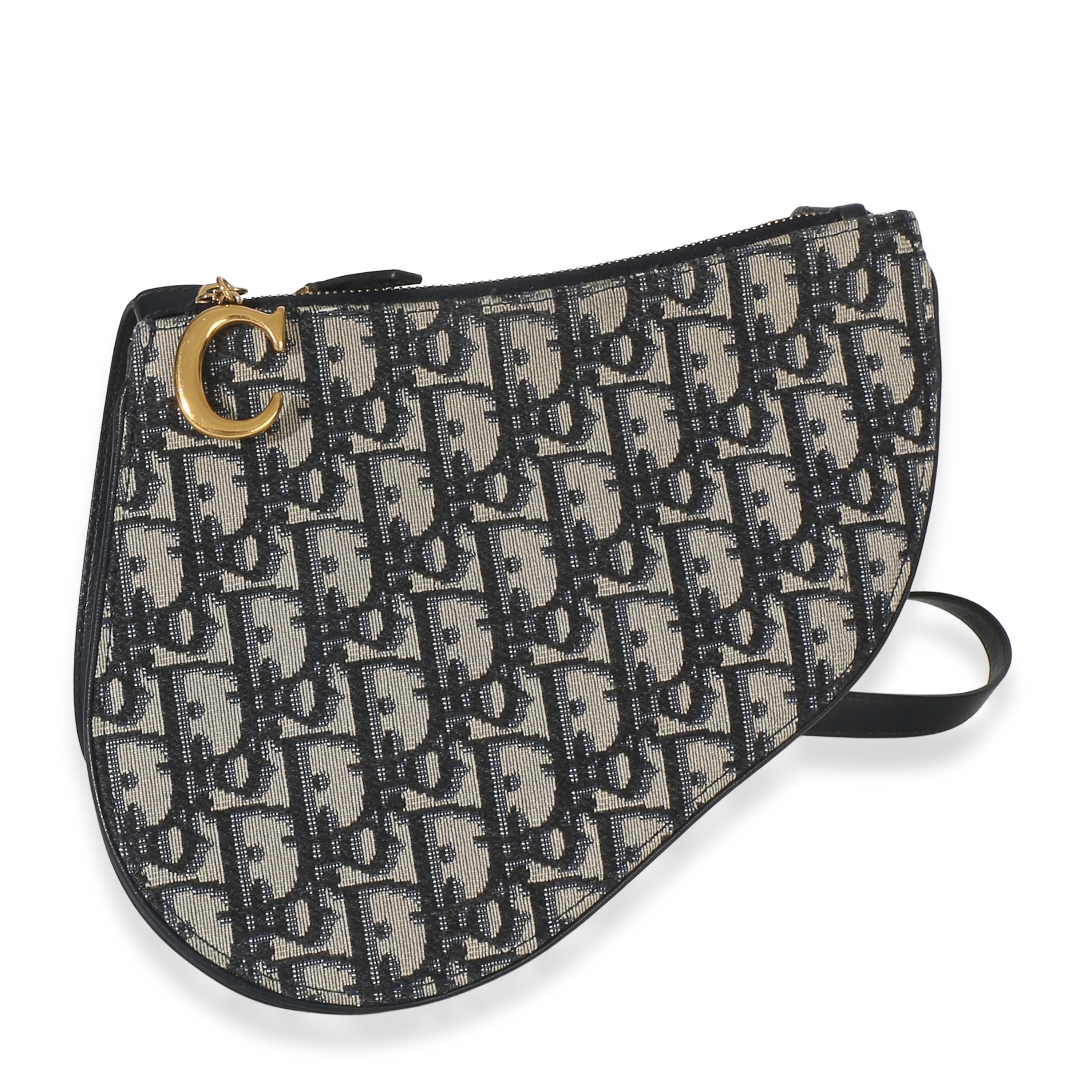 Christian Dior Navy Oblique Canvas Triple Saddle Pouch