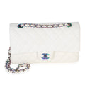 Chanel White Quilted Caviar Rainbow Medium Classic Double Flap Bag