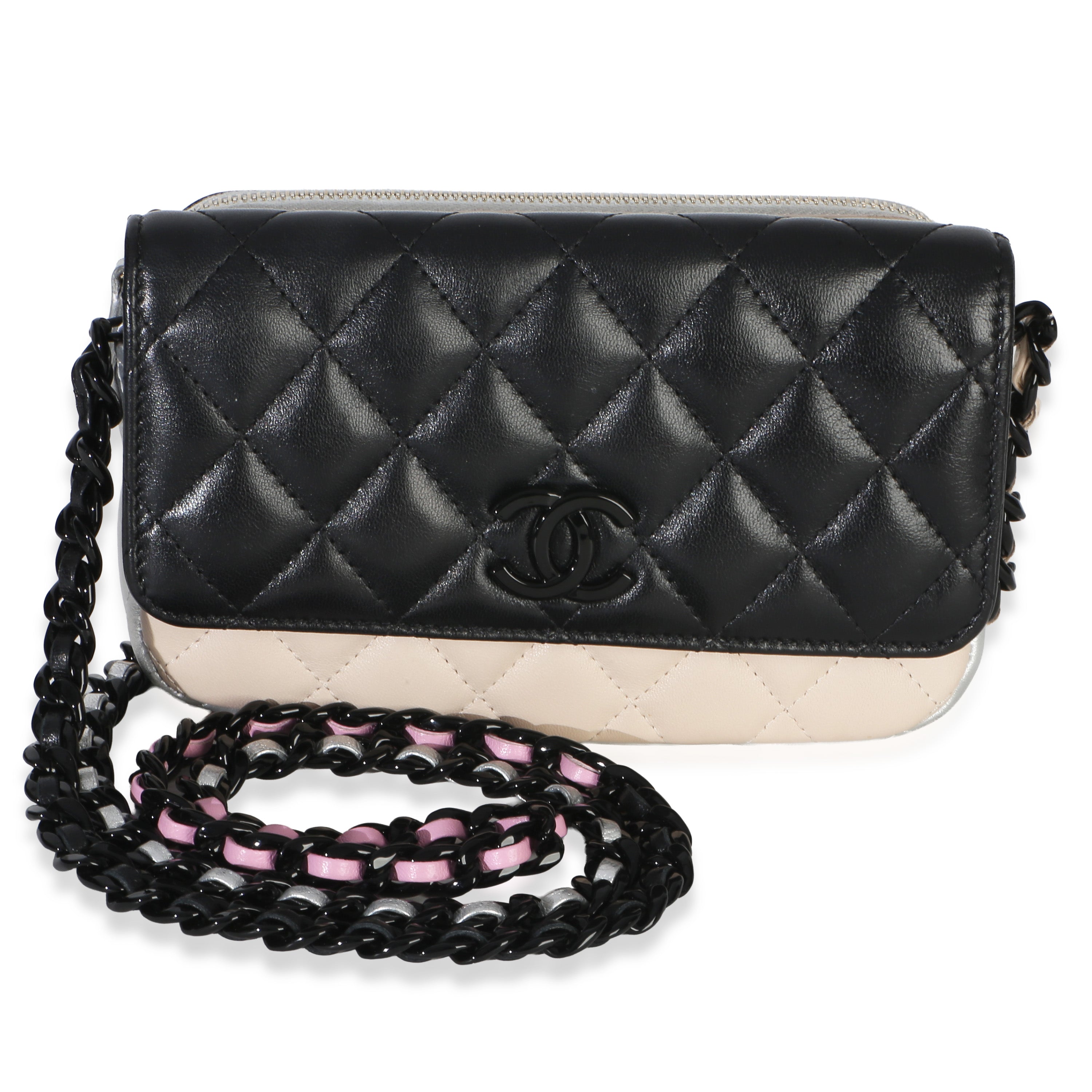 Chanel Black Multicolor Color Burst Clutch On Chain