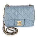 Chanel Blue Quilted Denim Mini Pearl Crush Flap Bag