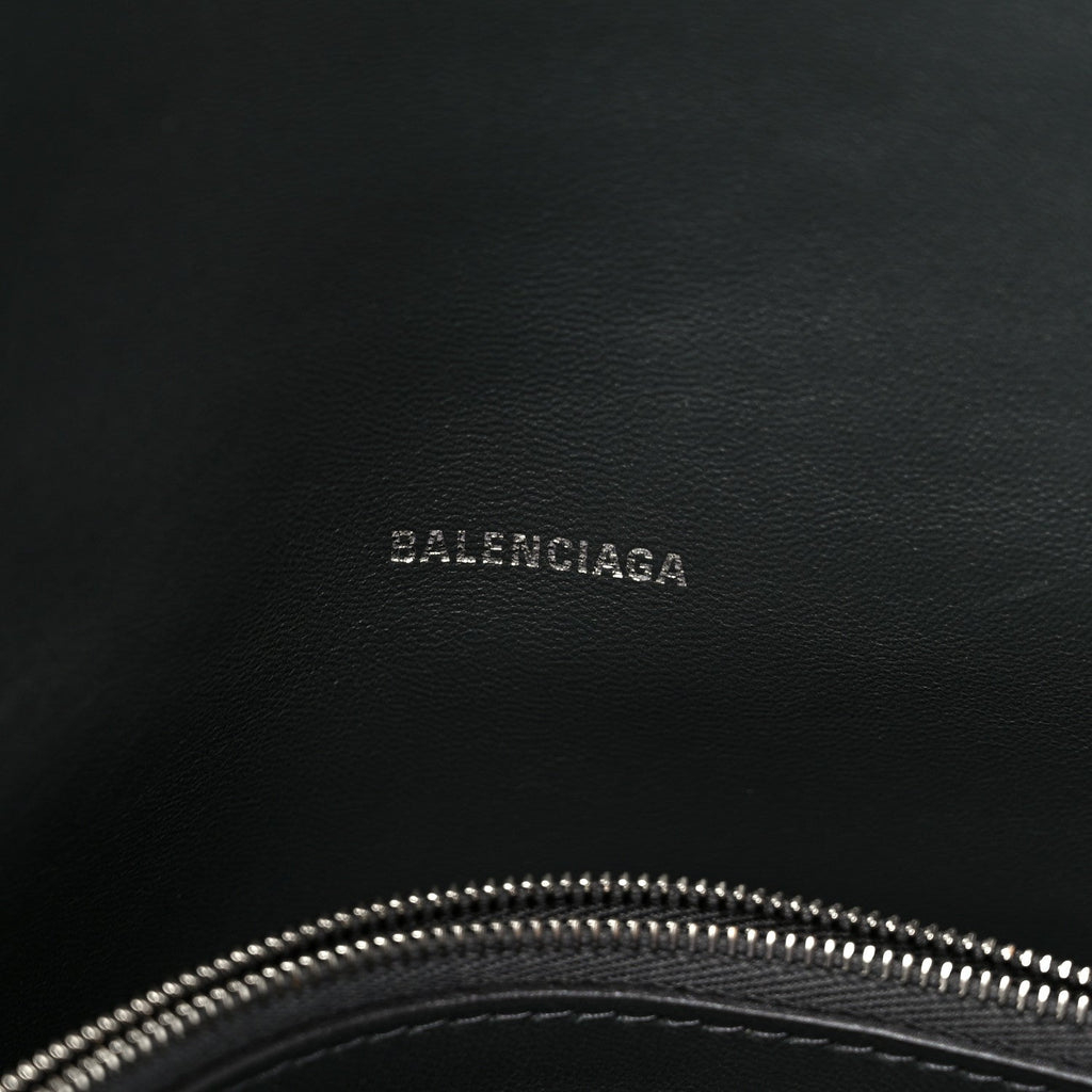 Balenciaga Metallic Crushed Calfskin Large Crush Chain Bag Steel Grey