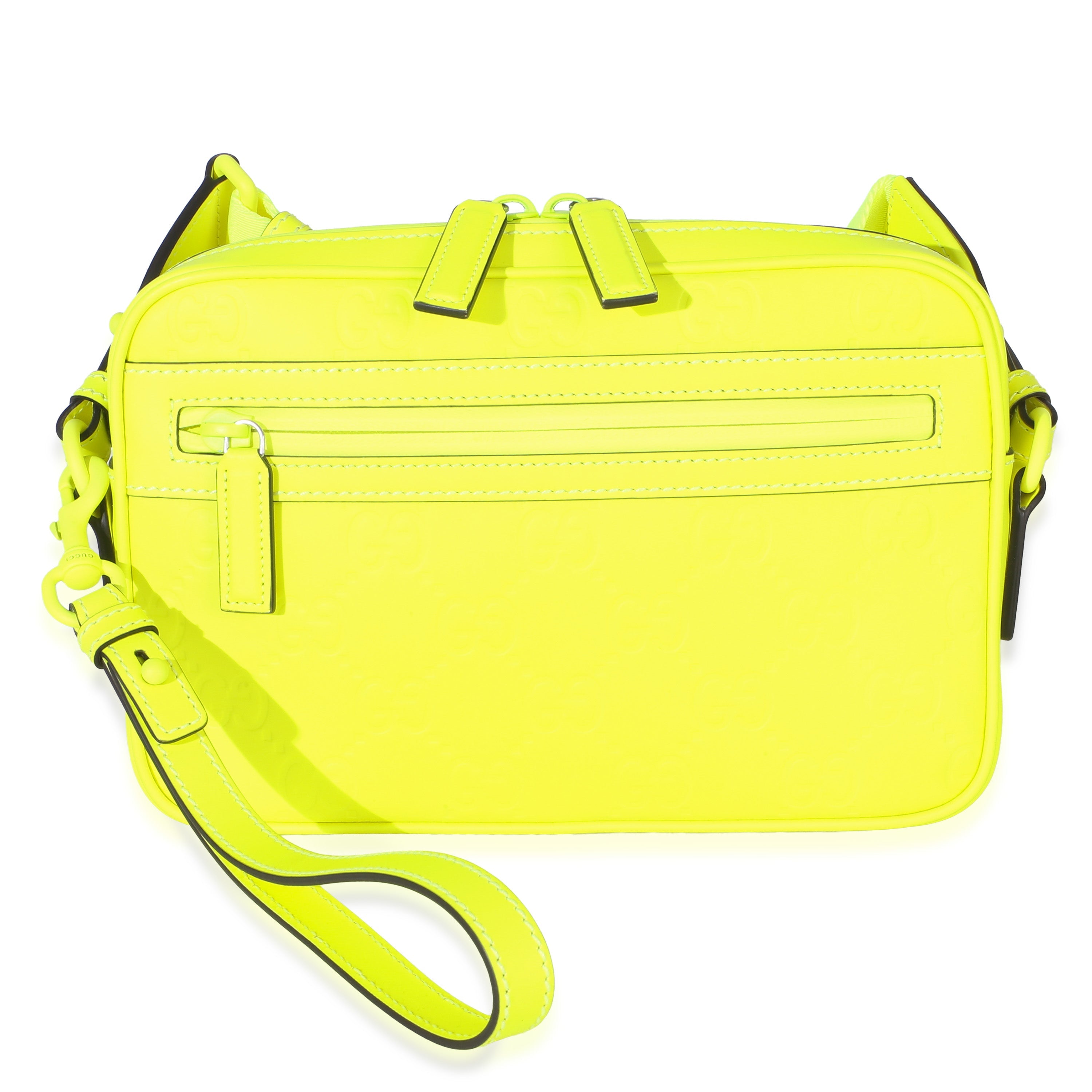 Gucci Fluorescent Yellow Rubber Effect Monogram GG Crossbody Bag