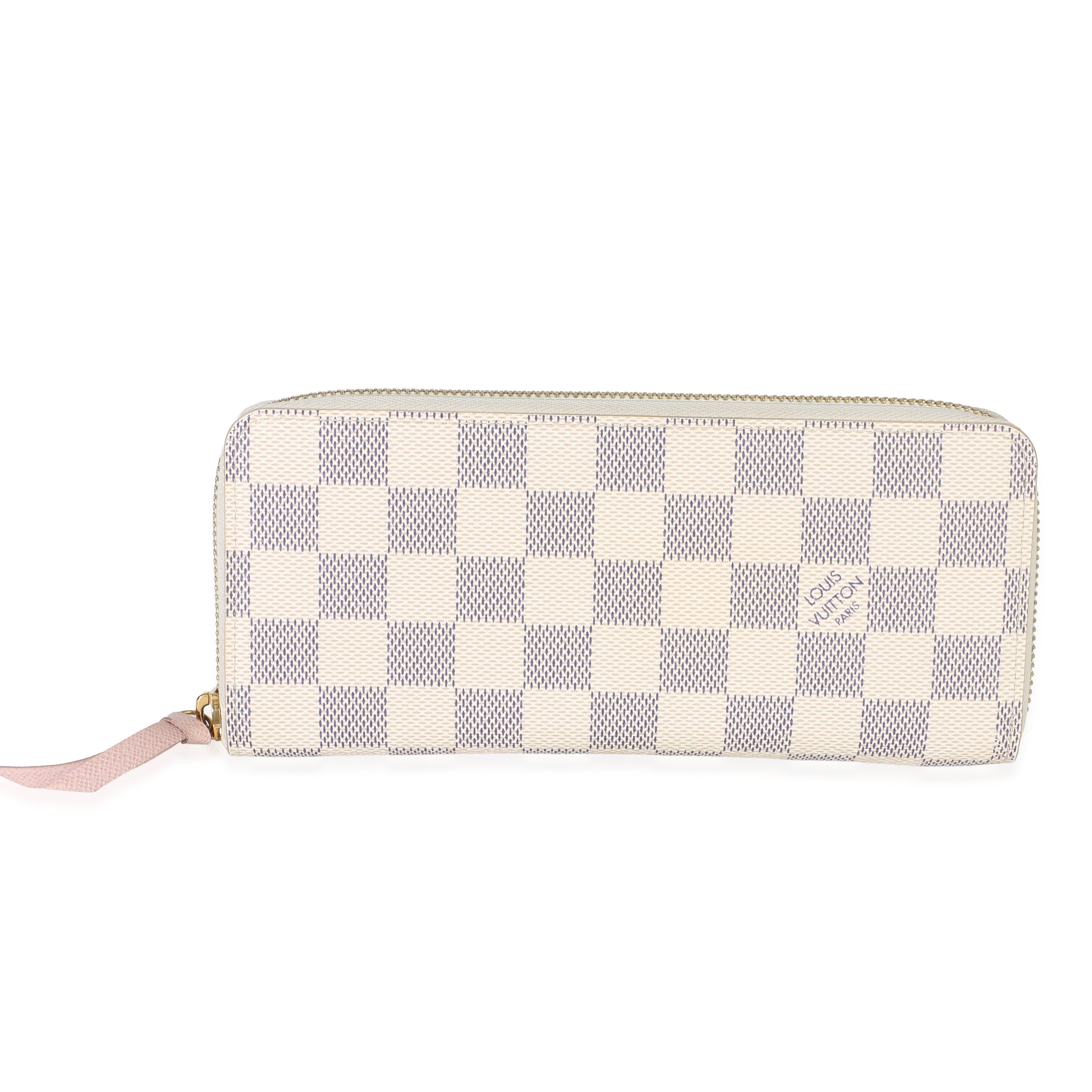 Louis Vuitton Rose Ballerine Damier Azur Canvas Clemence Wallet