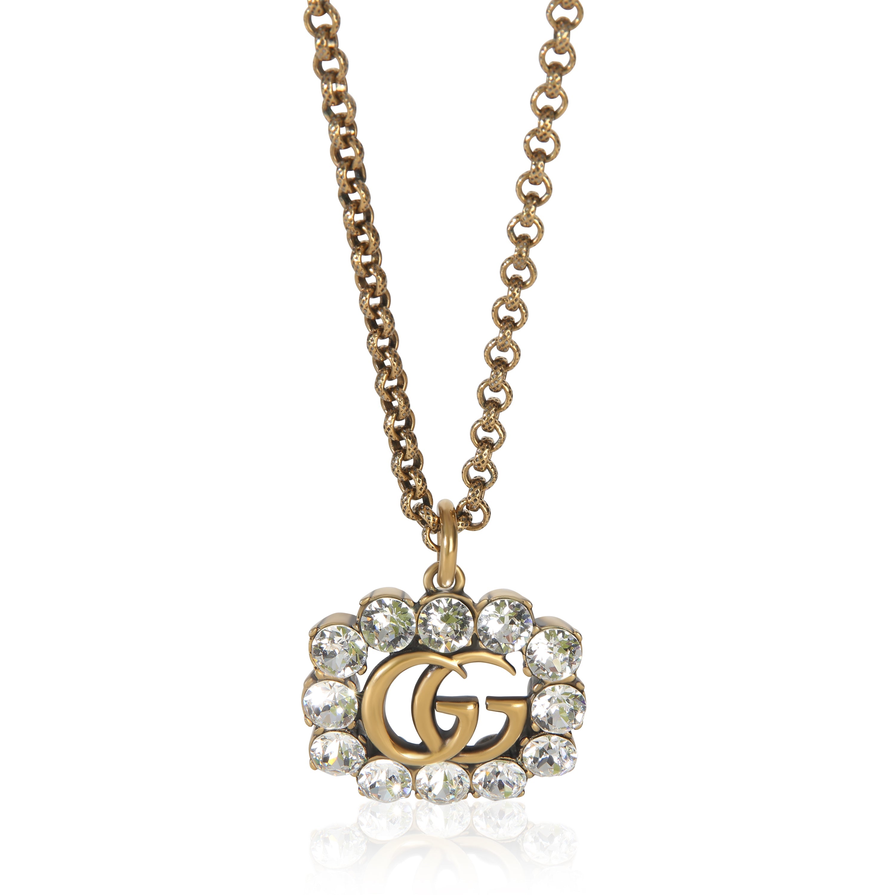 Gucci Gold-Plated  Crystal Double G Pendant