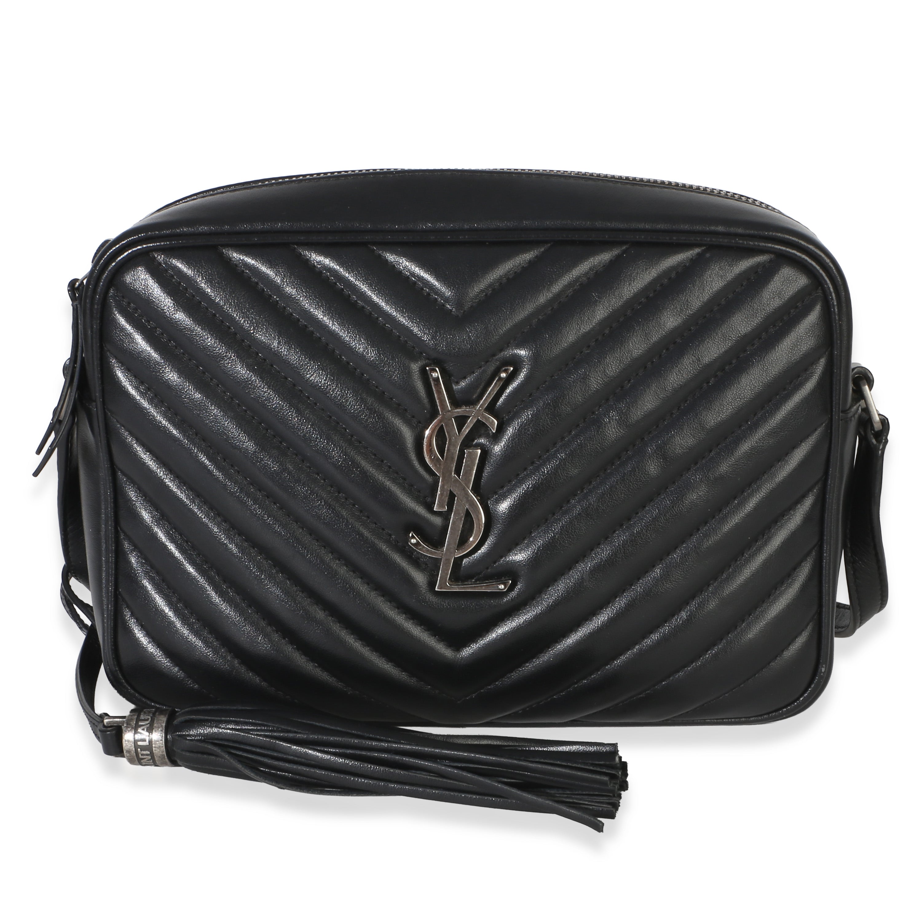 Saint Laurent Black Matelasse Calfskin Lou Camera Bag