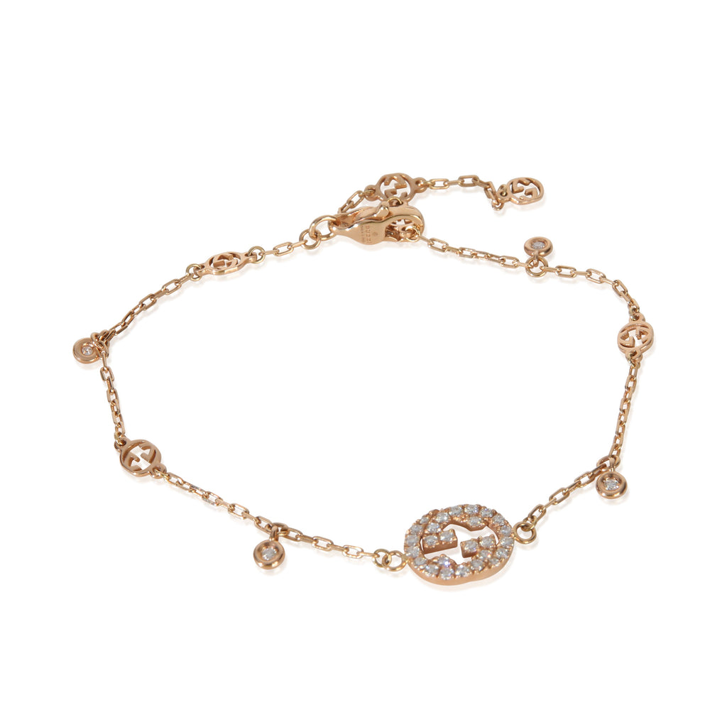 Gucci Rose Gold Diamond Interlocking G Bracelet