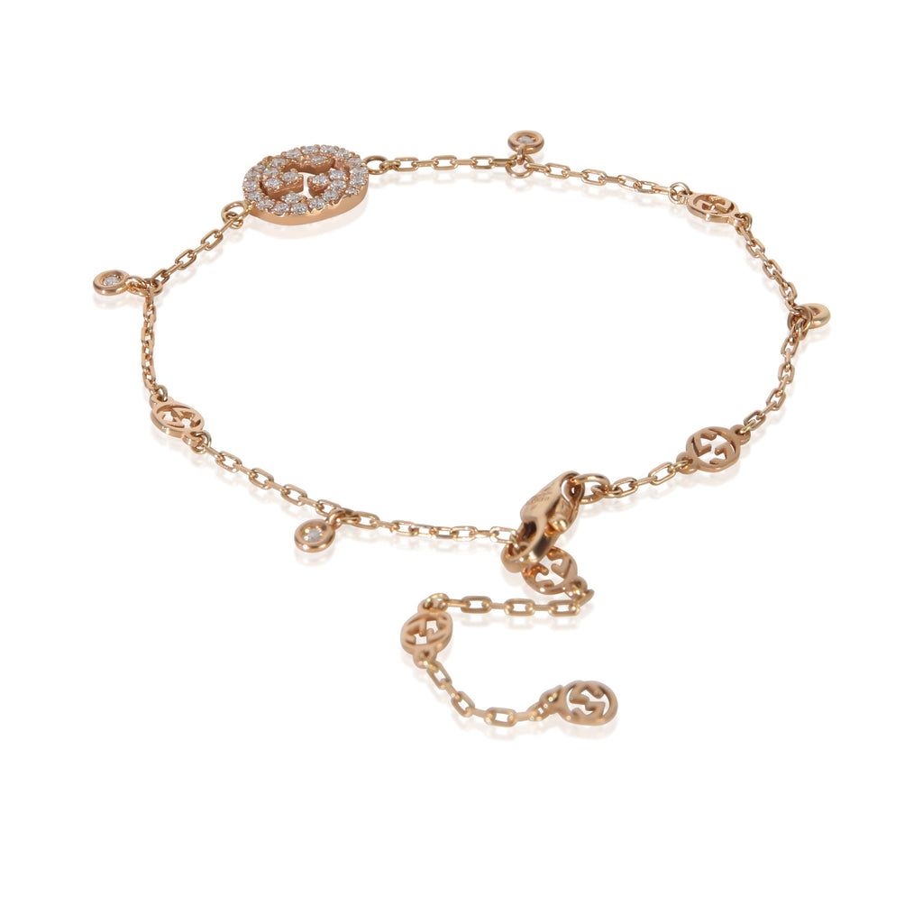 Gucci Rose Gold Diamond Interlocking G Bracelet
