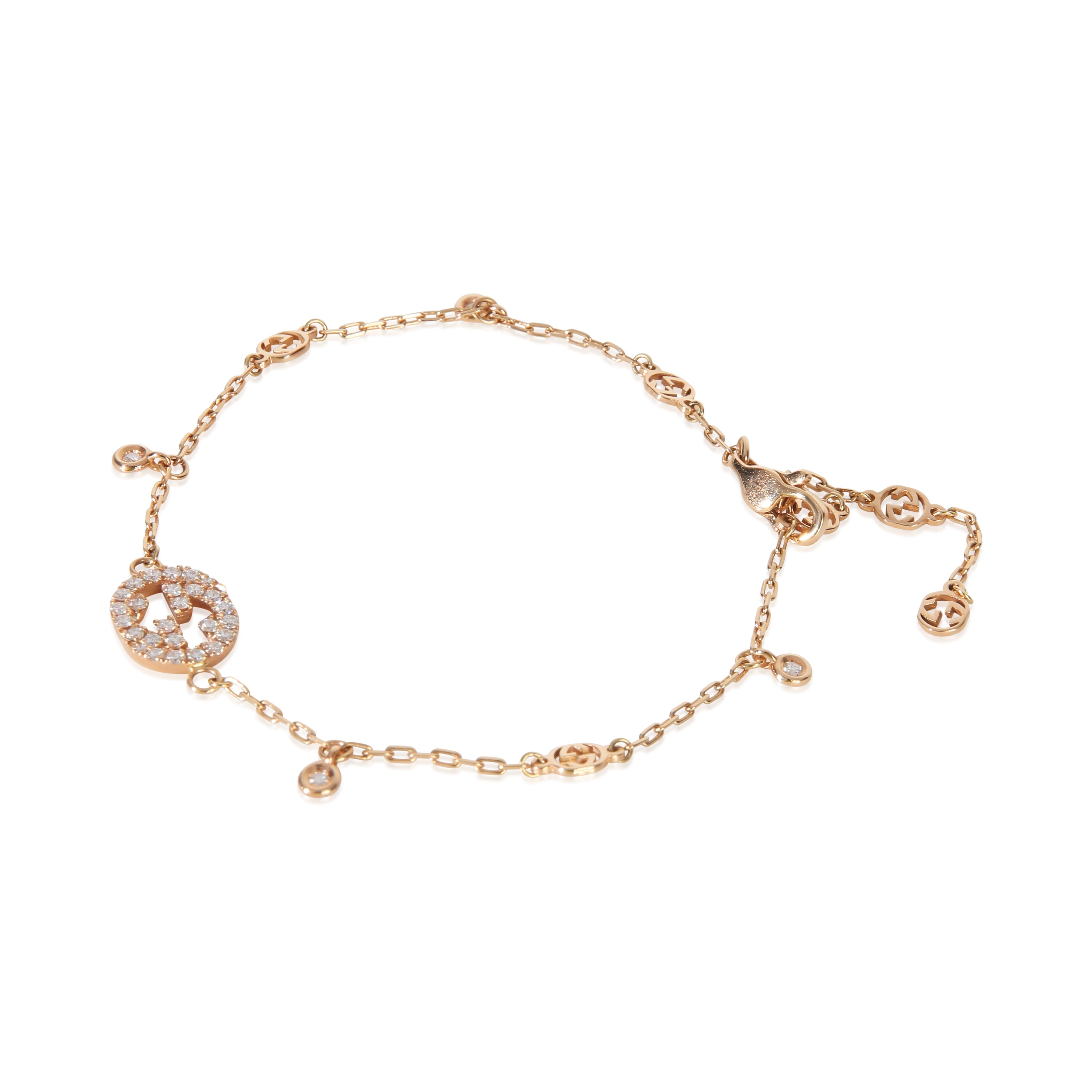 Gucci Rose Gold Diamond Interlocking G Bracelet
