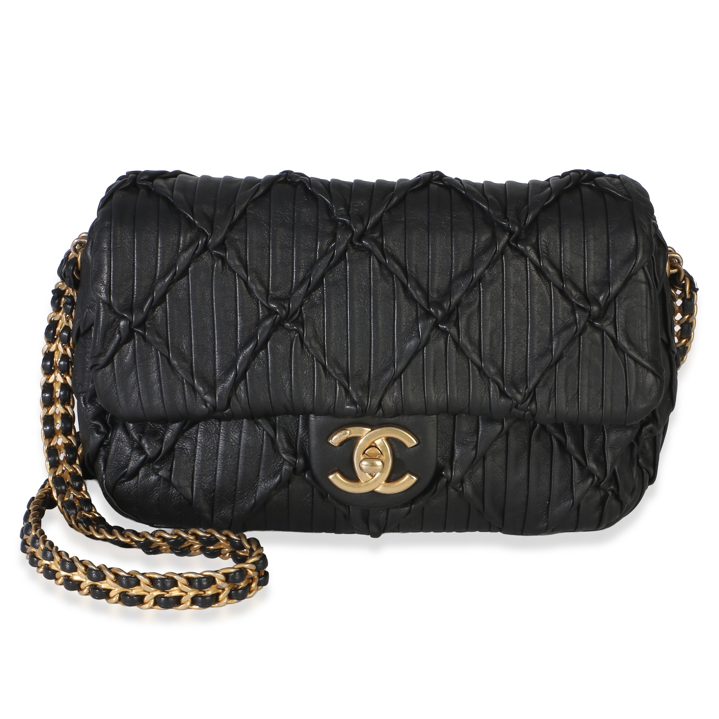 Chanel Black Pleated Lambskin Mini Soul Flap Bag