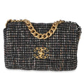 Chanel Black Multicolor Tweed Quilted Small Chanel 19 Flap Bag