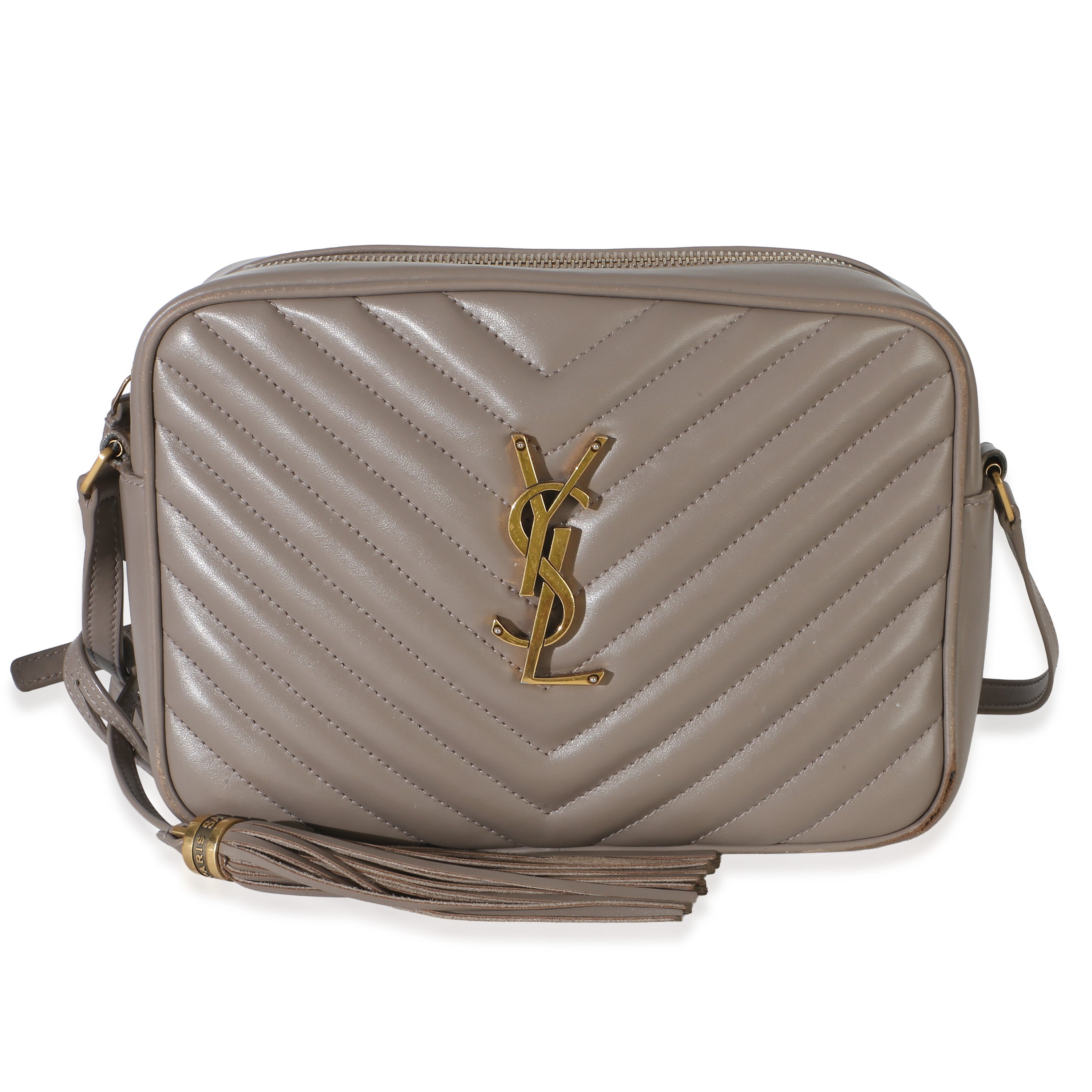 Saint Laurent Taupe Matelasse Calfskin Monogram Lou Camera Bag