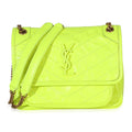 Saint Laurent Yellow Crinkled Calfskin Matelasse Baby Niki Chain Satchel