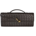 Brown Nappa Intrecciato Long Andiamo Top Handle Clutch