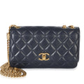 Chanel Blue Quilted Lambskin All Slide Long Wallet On Chain