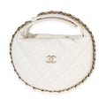 Chanel White Quilted Lambskin Chain Around Mini Pouch