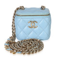 Chanel Blue Quilted Lambskin Coco Chain Mini Vanity Case