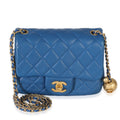 Chanel Blue Quilted Lambskin Mini Pearl Crush Flap Bag