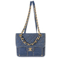 Chanel Dark Blue Quilted Denim Double You Backpack