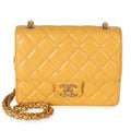 Chanel Yellow Quilted Lambskin CC Logo Mini Square Flap Bag