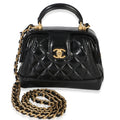Chanel Black Quilted Shiny Lambskin Nano Cocodoc Clutch With Chain