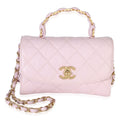 Chanel Light Pink Quilted Crumpled Lambskin Mini CC Links Top Handle Flap Bag