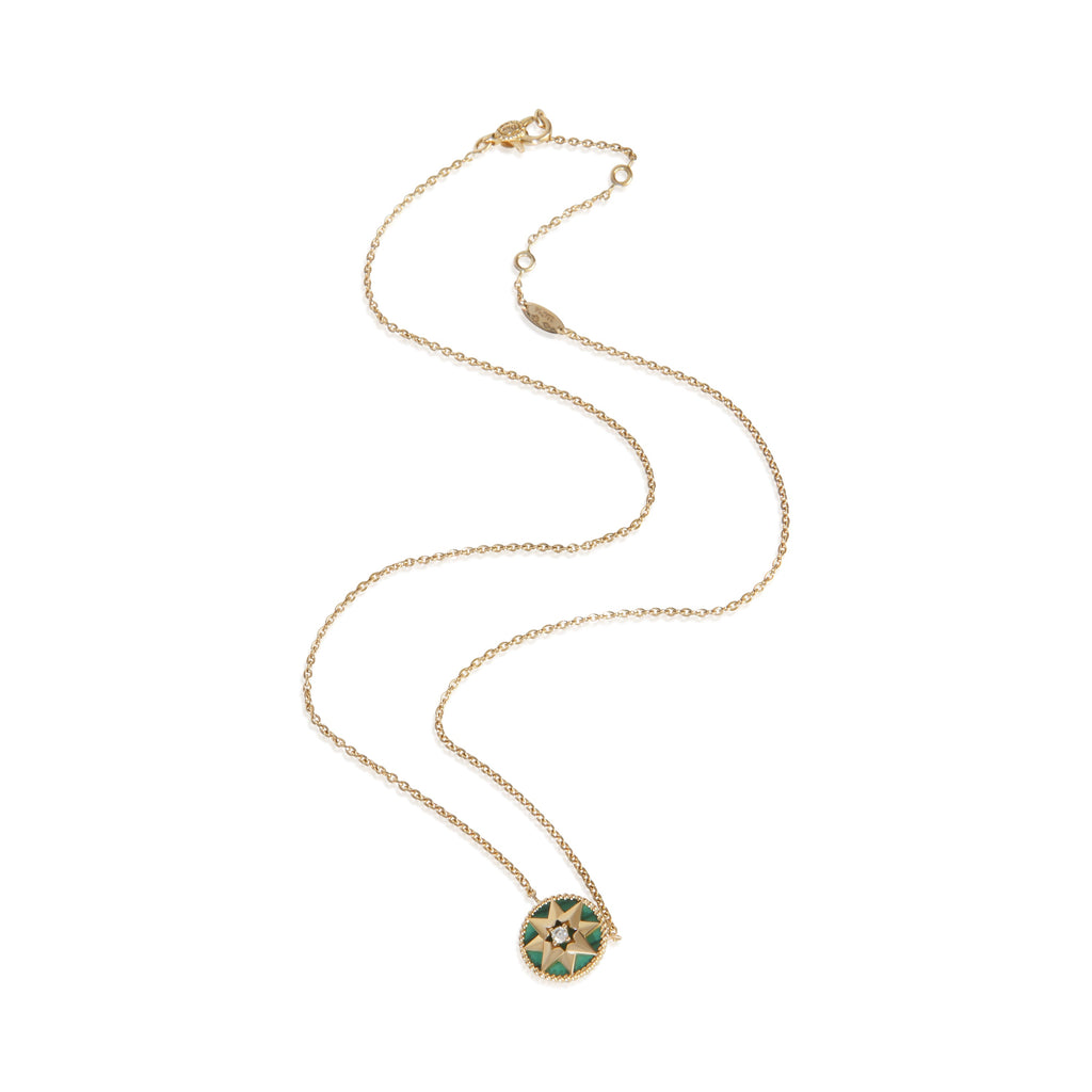 Christian Dior Yellow Gold Malachite and Diamond Rose Des Vents Necklace