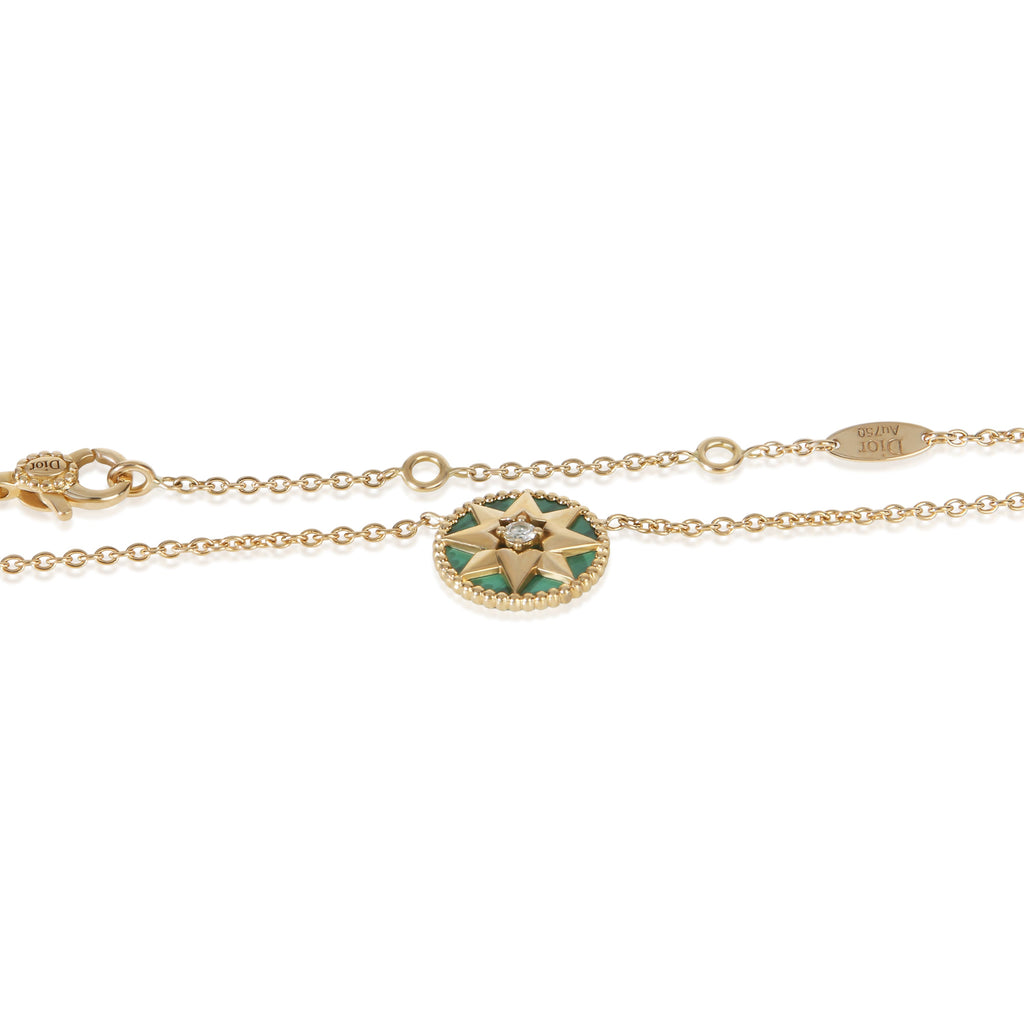 Christian Dior Yellow Gold Malachite and Diamond Rose Des Vents Necklace