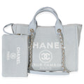 Chanel Light Blue Mixed Fibers Canvas Small Deauville Tote