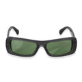 Chanel Black Acetate CC Green Lens Rectangle Sunglasses