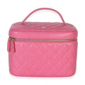 Chanel Pink Quilted Caviar Large Top Handle Vanity Case