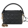 Christian Dior Black Lambskin Cannage Lady Dior Milly Mini Drawstring Bag