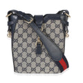 Gucci Navy Beige GG Supreme Monogram Canvas Mini Bucket Bag